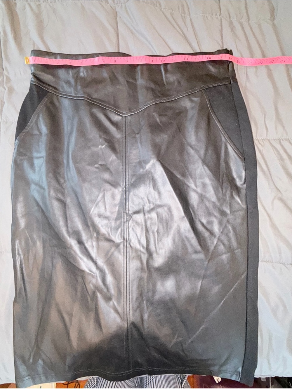 River Island Plus Black Faux Leather Midi Pencil Skirt Size 18 NWT - Picture 5 of 8